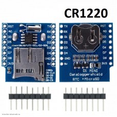 Шильд D1 mini модуль считывания micro-SD-карт + часы реального времени RTC DS1307 CR1220 без батарейки