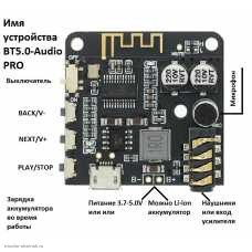 CONTROLLER Bluetooth V5.0 приемник USB-micro черный BT5.0-Audio PRO с микрофоном