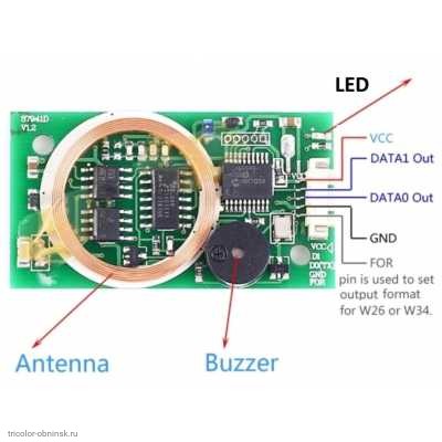 Модуль RFID (СКУД)  двухчастотный 13.56 MHz и 125 KHz   5V Wiegand 26/34 5pin Buzzer LED (S7941D)