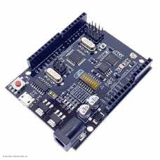 CONTROLLER ARDUINO UNO R3 ATMEGA328P U-KR+CH340G USB-micro+ESP8266 Wi-Fi и разъем внешней антенны