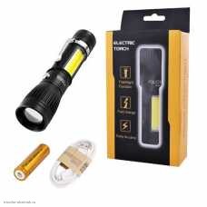 Фонарь ручной YY-545-COB (BL-W545) (18650/T6+COB/microUSB-B/телескоп выдвижной)