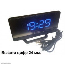 Часы электронные NA-068-1 (календарь, будильник, термометр) питание от USB резервное питание 3*LR3 синий