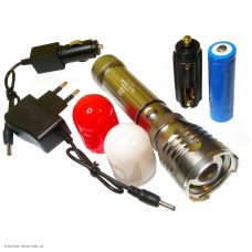 Фонарь ручной BL-901 белый и красный колпачки, зарядка 12/220V, аккумулятор 18650, бокс 3LR3