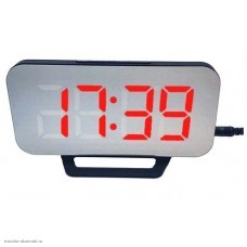 Часы электронные DS 3625L-1 (календарь, будильник,термометр) питание от USB красный