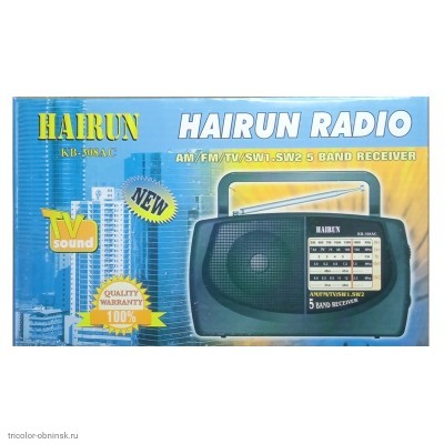 Радиоприемник KB-308AC KIPO=HAIRUN 2*R20 (не в компл.) AC 220V