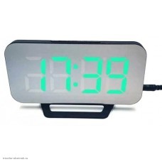 Часы электронные DS 3625L-4 (календарь, будильник,термометр) питание от USB зеленый