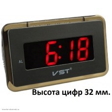 Часы электронные VST-728-1 (будильник) питание 5v адаптер в комплекте (резервное питание 2*LR3) красный