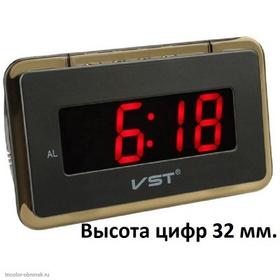 Часы электронные VST-728-1 (будильник) питание 5v адаптер в комплекте (резервное питание 2*LR3) красный