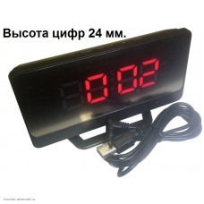 Часы электронные NA-068-1 (календарь, будильник, термометр) питание от USB резервное питание 3*LR3 красный