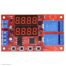 Модуль реле задержки времени (таймер) цифровой 4 кнопки 4 разряда 12VDC 0-999 мин.56 режимов 2 канала
