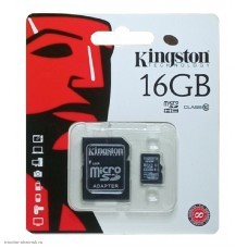 SDHC-карта 16GB Kingston micro HC Class 10 с адаптером