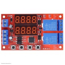 Модуль реле задержки времени (таймер) цифровой 4 кнопки 4 разряда 24VDC 0-999 мин.56 режимов 2 канала