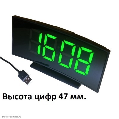 Часы электронные DS 3621L-2 (календарь, будильник,термометр) питание от USB (резервное питание 3*LR3) зеленый