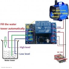 Датчик автоматический регулятор уровня воды для водонапорной башни 10-15VDC черный