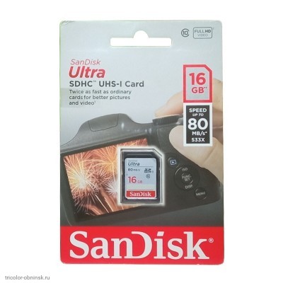 SDHC-карта 16GB SanDisk Ultra UHS-I Class 10 (80МБ/с)