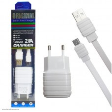 СЗУ 2xUSB 2000mA + кабель 1m {White} USB-micro