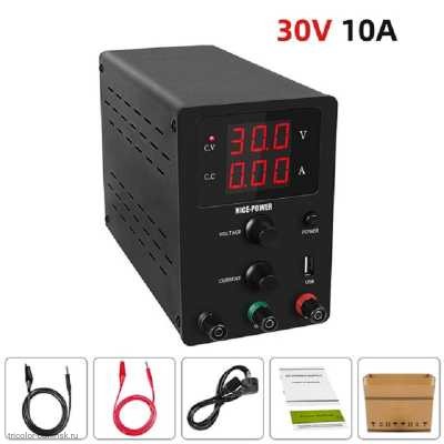 Лабораторный источник питания 3010 SPS3010 2xLED USB (30В 10А ) многооборотные регуляторы (импульсный)