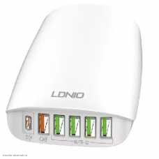 СЗУ 6xUSB LDNIO (USB-C PD 3.0A/USB-A QC3.0 3.0A/5*USB-A 3.4A)