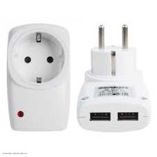 СЗУ 2xUSB 2*2100мА + розетка с заземлением 16А 220В