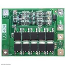 BMS контролер 3S 12.6V 20A защита от разряда 2.5V, перезаряда 4.2V, нет балансировки, перегрузка 40A