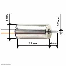 Бесщеточный электродвигатель 3.7V 4х12 мм. (412) для квадрокоптера