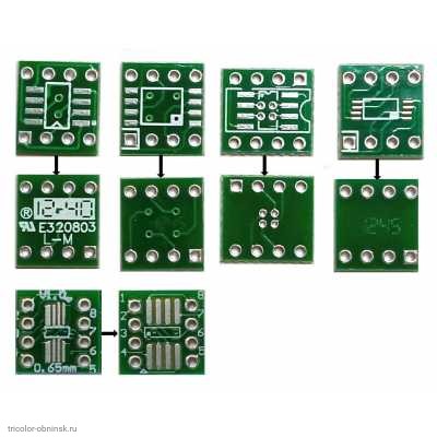 Макетная плата двухсторонняя 10х10 мм. soic-8 / dip-8 в ассортименте
