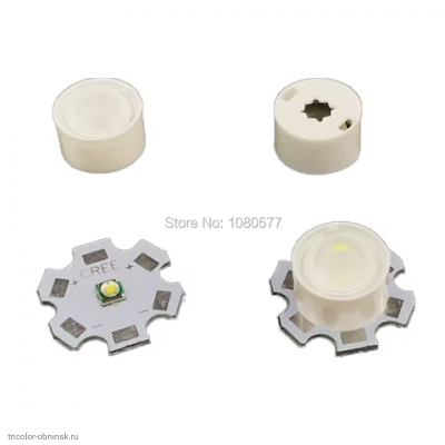Линза 90° рифленая для CREE 1-5W XPE/XPG + коллиматор конус белый D=13мм,  H=8мм