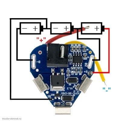 BMS контролер   3S 12.6V   6A защита от разряда 2.5V, перезаряда 4.2V, нет балансировки, перегрузка 8А, общая зарядкя