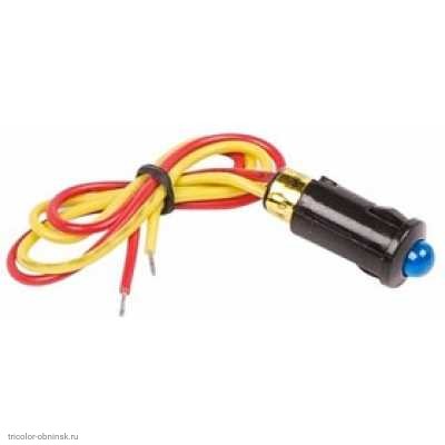 Индикатор Ø 08 12v с проводом синий LED  REXANT