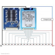 BMS контролер 16S 67.2V 20A защита от разряда 2.5V, перезаряда 4.2V, нет балансировки, перегрузка 45А