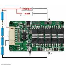 BMS контролер 7S 29.4V 25A защита от разряда 2.5V, перезаряда 4.2V, баланс. R=100, перегрузка 60А