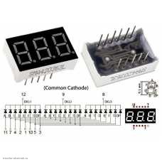 LED индикатор 0.36" 7-сегментный 3 разряда красный общий катод