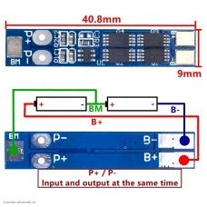 BMS контролер 2S 8.4V 8A защита от разряда 2.5V, перезаряда 4.2V, нет балансировки, перегрузка 16А