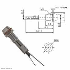 Индикатор Ø 06 12v красный L-614-R PKS