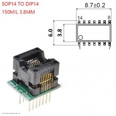 Переходник для программатора панель с нулевым усилием SOP14 (16) 150mil - DIP 14