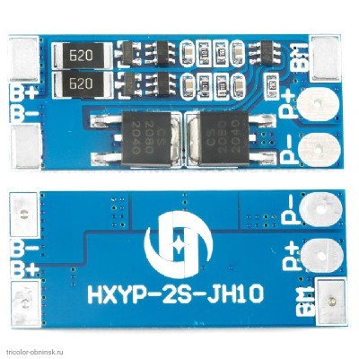 BMS контролер   2S   8.4V   8A защита от разряда 2.5V, перезаряда 4.2V, балансировка R=620, перегрузка 15A