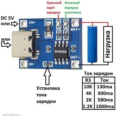 1S модуль зарядки TP4056 1A (регулируется) и защиты от перезаряда 4.2V, от перегрузки 3А USB C