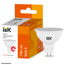 Лампа IEK LED GU5.3 JCDR(MR16) 7Вт 3000К 630лм 220В тепло-белый