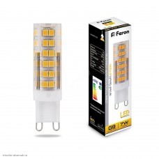 Лампа Feron LED G9 JDC 7Вт 2700К 560лм 220В (LB-433)