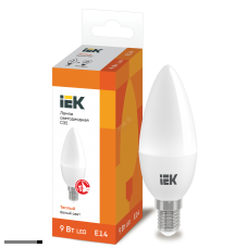 Лампа LED E14 C35 9Вт 3000K 810лм 220В IEK тепло-белый матовая свеча