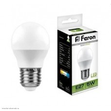 Лампа LED E27 GL45 5w 4000K 420лм 220v Feron