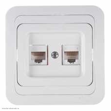 Компьютерная розетка скрытая 2*RJ-45 (2*8P8C) MAKEL белая