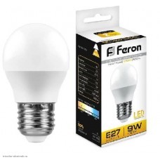 Лампа LED E27 GL45 9w 2700K 800лм 220v Feron