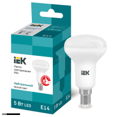 Лампа LED E14 R50 5Вт 4000K 450лм 220В белый рефлекторная IEK