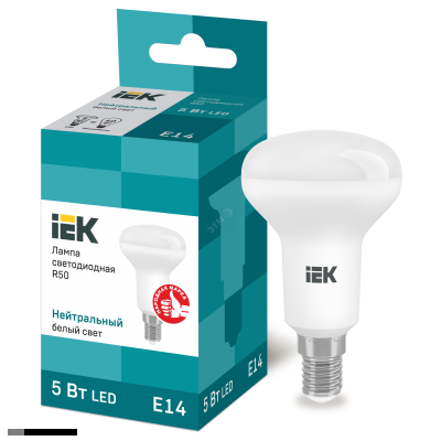 Лампа LED E14 R50  5Вт 4000K 450лм 220В белый рефлекторная IEK