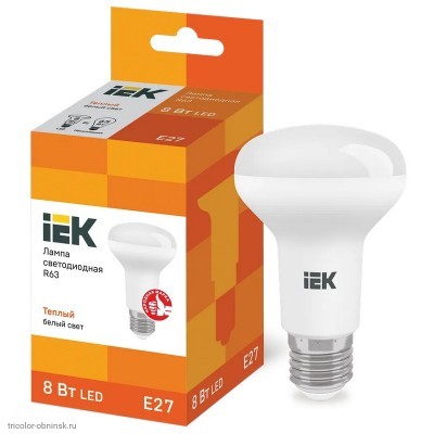 Лампа LED E27 R63   8Вт 3000К 720лм 220v теплый белый рефлекторная IEK