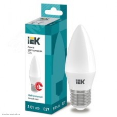 Лампа LED E27 C35 5w 4000K 450лм 220v IEK белый матовая свеча