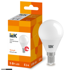 Лампа LED E14 GL45 5Вт 3000K 450лм 220В IEK тепло-белый матовый шар