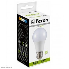 Лампа LED E27 A60 7w 4000K 560лм 220v Feron белый