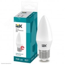 Лампа LED E27 C35 9w 4000K 450лм 220v IEK белый матовая свеча